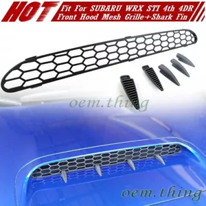 15-21 Fit For SUBARU WRX STI 4th Sedan Front Hood Mesh Grille + Shark Fin Black - Bild 1 von 11