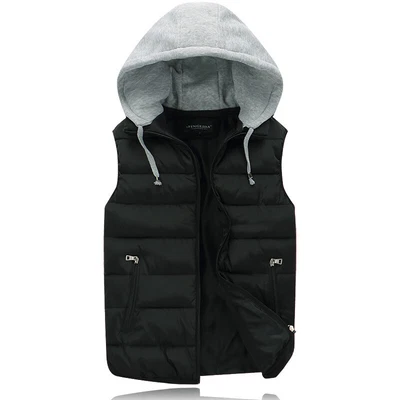 Mens Body Warmer Gilet Hoodie Hooded Contrast Hood Sleeveless Jackets Winter ⇓ - Image 1 of 4