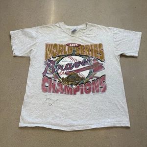 Camisa De Colección Atlanta Braves 1995 Serie Mundial Campeones Hombres L Gris Envejecido - Imagen 1 de 7