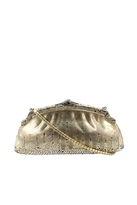 Bolso sin asas Judith Leiber para mujer con estrás de cristal de media luna dorado talla S - Imagen 1 de 9