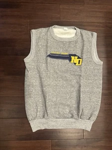 Camiseta sin mangas vintage Champion Notre Dame Fighting Irish para hombre gris medio - Imagen 1 de 6