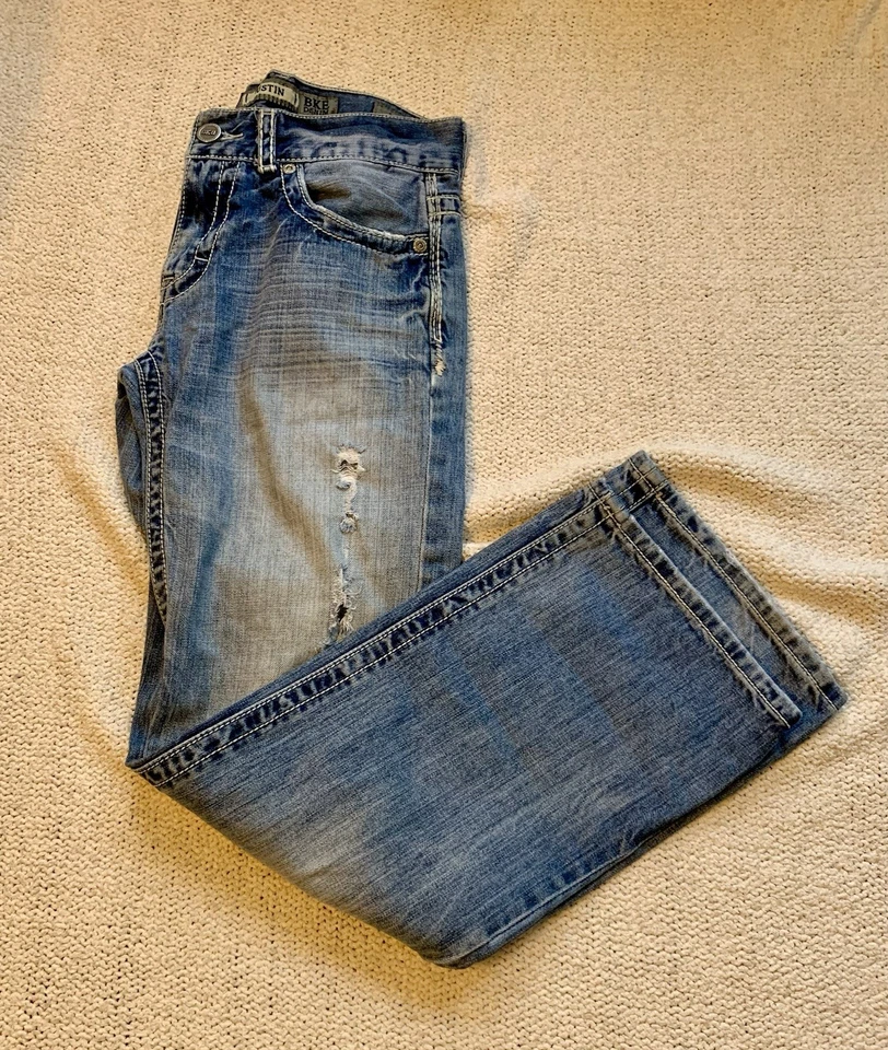 Pantalones de mezclilla BKE con hebilla Justin Boot para hombre 29R azul 29 X 31 ajuste regular Foto 1 de 4
