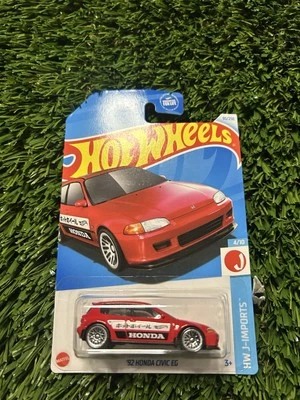 2024 Hot Wheels 92 Honda Civic EG Red J-imports - Image 1 of 2