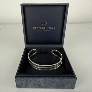 Beaverbrooks The Jewellery Silver Zig Zag Wave Cuff Bracelet - Picture 1 of 15
