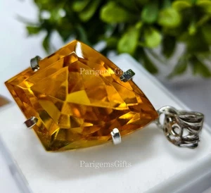 Beautiful 93+ Ct Yellow Citrine Fancy German Silver Solitaire Loose Gemstone - Picture 1 of 5