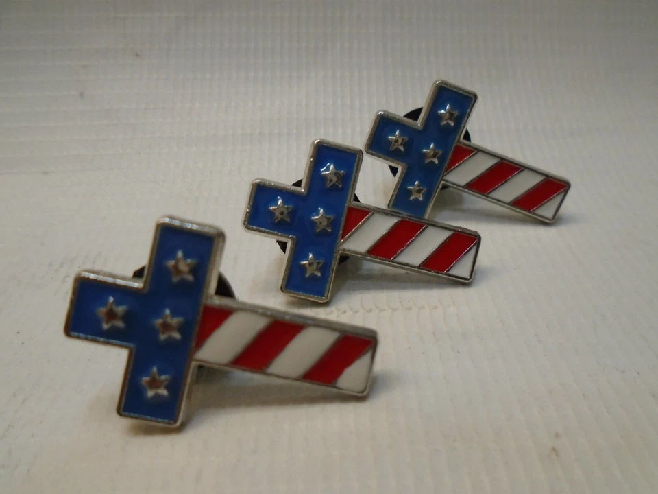 3 Флаг США крест эмаль лацкан шляпа заколка галстук США вера патриотический Соединенные Штаты - Изображение 1 из 1