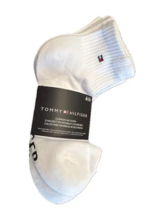 TOMMY HILFIGER Mens Cushion Quarter Cut Socks - 6 Pairs - Shoe Size 7-12 - White - Picture 1 of 1