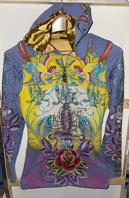 Christian Audigier & Ed Hardy Mujer Vintage Multicolor Estrás Sudadera con Capucha Talla XS Foto 1 de 4