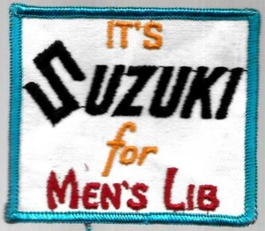 Vintage Suzuki Motorcycle Patch 3in. x 3 1/2 in. It's Suzuki For Men's Lib New - Picture 1 of 1
