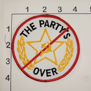 No Communism Patch The Party's Over Round Vintage Embroidered Craft Cancel - Picture 1 of 1