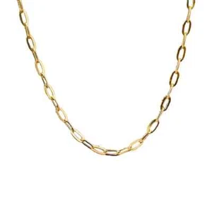 18K Solid Gold Rectangle Chain Necklace Beautiful Choker Jewelry Stamped Au750 - Picture 1 of 9