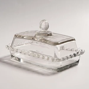 Glass Butter Dish with Lid Countertop Clear Crystal Glass Covered Butter Stick - Picture 1 of 17