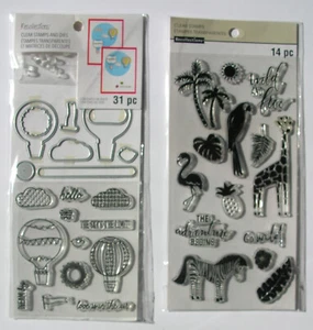 2 Packungen Erinnerungen Clear Stamps & Stanzen (Heißluftballons & Tiere) Neu in Verpackung - Bild 1 von 6