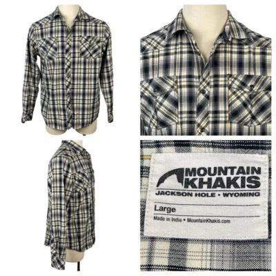 Men's Mountain Khakis Western Pearl Snap Buttons Long Sleeve Cotton Large 0267 - Image 1 of 4