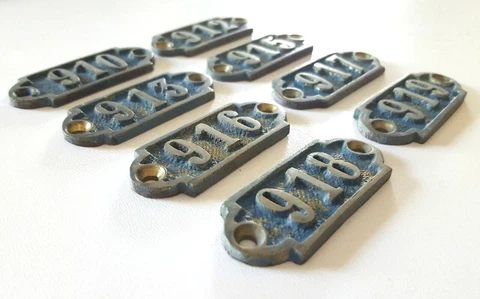 8 Antique vintage french bronze number sign 910 912 913 915 916 917 918 919 Cover
