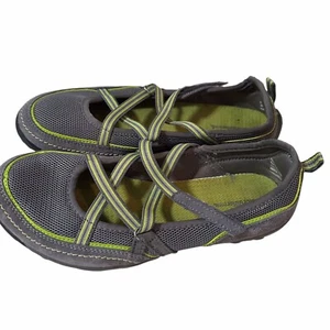 Ballerine Croft Barrow da donna 7,5 piedi nudi grigio pelle lime scarpe con cinturino - Foto 1 di 15