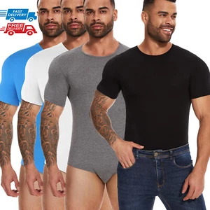 Para hombres Mangas Cortas Mameluco Pijama Body Una Pieza Ropa de Noche Pañal Sólido EE. UU. - Imagen 1 de 18