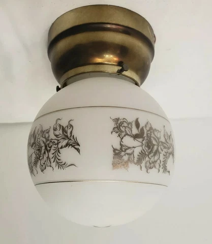 Art Deco Ceiling Light Fixture Floral Sphere Globe Fixtures Gold Frosted Brass Cover