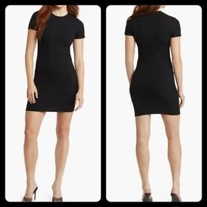 Mini T-shirt Bodycon nera a costine Open Edit taglia extra small nuovo con etichette - Foto 1 di 4