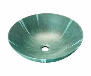 Blue aqua oxide hand painted bathroom vessel sink. - Foto 1 di 5