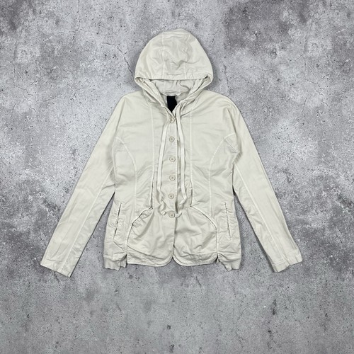 OFF WHITE Giacca leggera donna Rundholz Black Label con cappuccio e bottoni bianco panna taglia XS