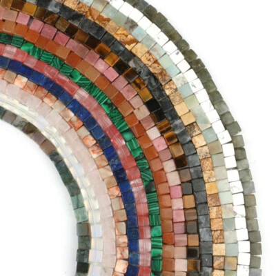 6mm Loose Square Beads Gemstone Crystals Cubes Spacer Strand Jewelry DIY Making - Image 1 of 4
