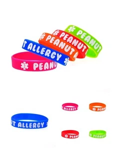 4x Pulseras de silicona de alerta médica infantil alergia al maní - Imagen 1 de 13