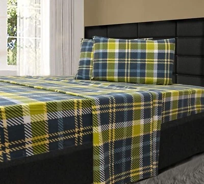 180 Gram Cotton Heavy Flannel Sheet Set (Green Blue Navy,  Queen Size) - Image 1 of 4