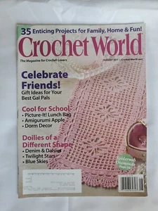 Crochet World August 2011 Patterns Throws Shrug Shawl Amigurumi Apple Magazine - Picture 1 of 4