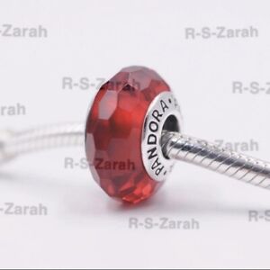 Pandora Murano Glass Charm Red Faceted Bead Silver S925 ALE 791066 New