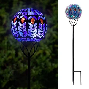 Solar Lights Outdoor Garden Decor Mosaic Solar Garden Lights Waterproof Glass Ba - Picture 1 of 7