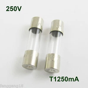 50pcs Glass Tube Fuse 5 x 20mm T1250mA 1250mA 1.25Amps T1.25A 250V Slow Blow - Picture 1 of 8