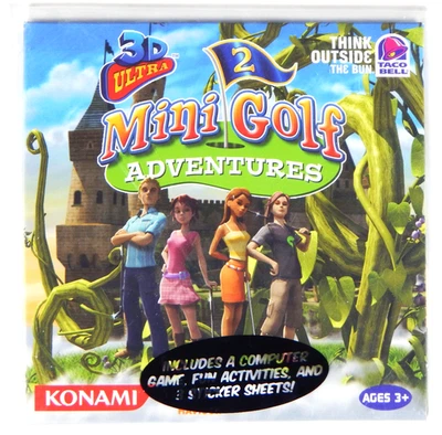 NEW 2011 3D ULTRA MINI GOLF ADVENTURES 2 KONAMI TACO BELL PROMO GAME STICKERS - Image 1 of 3