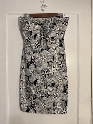 Vestido sin tirantes blanco y negro Y2K Lillie Rubin talla 6 Foto 1 de 4