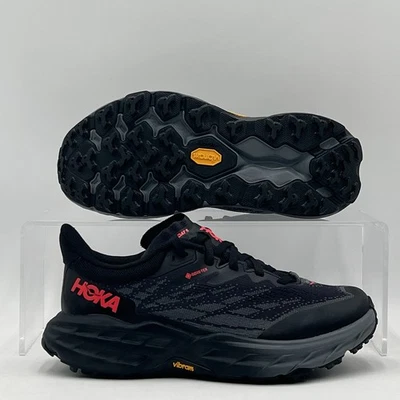 Womens Size 6B Hoka One One SpeedGoat 5 GTX Black Red Shoe 1127913 BBLC NEW - Image 1 of 4