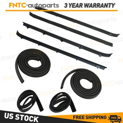 Front Door Window Sweep Felts Weatherstrip Seals Kit for Chevy GMC Truck Foto 1 de 4