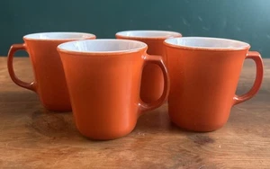 4 Vintage Corelle Corning Coffee Cups Mugs Burnt Orange Rust 8oz Mugs 70's - Picture 1 of 8