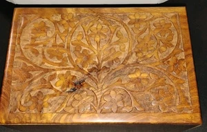 Wooden Cremation Urn for Ashes - Rosewood Floral Funeral Box - Picture 1 of 8