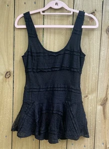 Top donna Ganni Peplum XS nero Y2K anni 90 fata strega grunge glam gotico - Foto 1 di 11