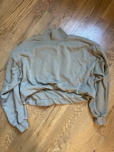 Anthropologie Pilcro mittelgrünes kurz geschnittenes Sweatshirt Oberteil Trichterausschnitt Baumwollmischung - Bild 1 von 9