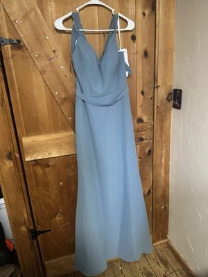 Vestido de Celebración Christina Wu Estilo 22953 Talla 8 Largo Completo Pizarra Gasa Foto 1 de 4