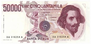 50000 LIRE GIAN LORENZO BERNINI I TIPO SERIE SOSTITUTIVA XA 16/12/1986 qFDS - Picture 1 of 6