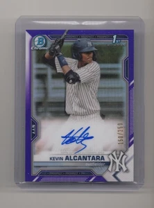 KEVIN ALCANTARA 2021 Bowman Chrome PURPLE REFRACTOR AUTO #/250 - Picture 1 of 2