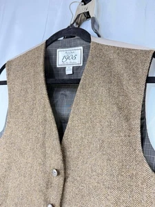 Jos A Bank 1905 Vest  Mens Xl 100% Wool Herringbone Formal Brown Beige - Picture 1 of 8