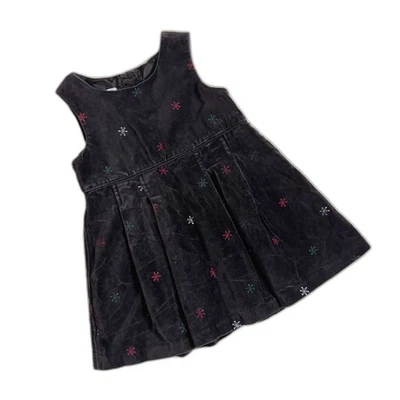 Vestido vintage anos 90 Y2K OshKosh B'Gosh preto veludo férias floco de neve 3T - Imagem 1 de 3