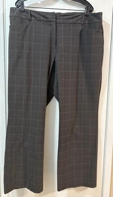 Pantalones de vestir SAG HARBOR grises a cuadros bolsillos delanteros planos elásticos pierna recta 18W Foto 1 de 4