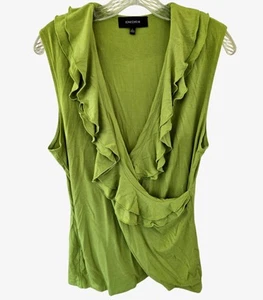 Jones Wear Sleeveless Ruffle Crossover Blouse Womens's Large Knit V-Neck - Picture 1 of 6