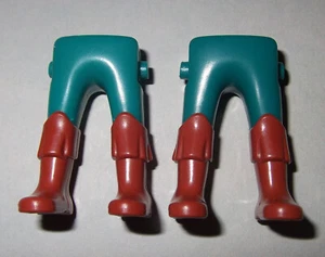 11874, 2x pantalones largos, verde azulado, botas de puño, marrón rojizo - Imagen 1 de 1