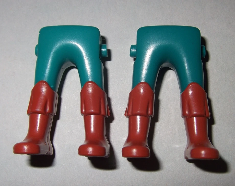 11874, 2x Lange Hose, blaugrün, Stulpenstiefel, rotbraun - Bild 1 von 1