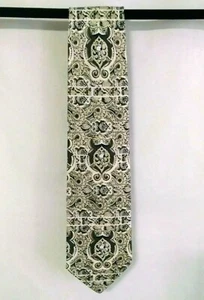 Snoopy Peanuts Tie Men's 100% Silk Beige Black Hand Sewn 4" W x 58" L Vintage - Picture 1 of 6